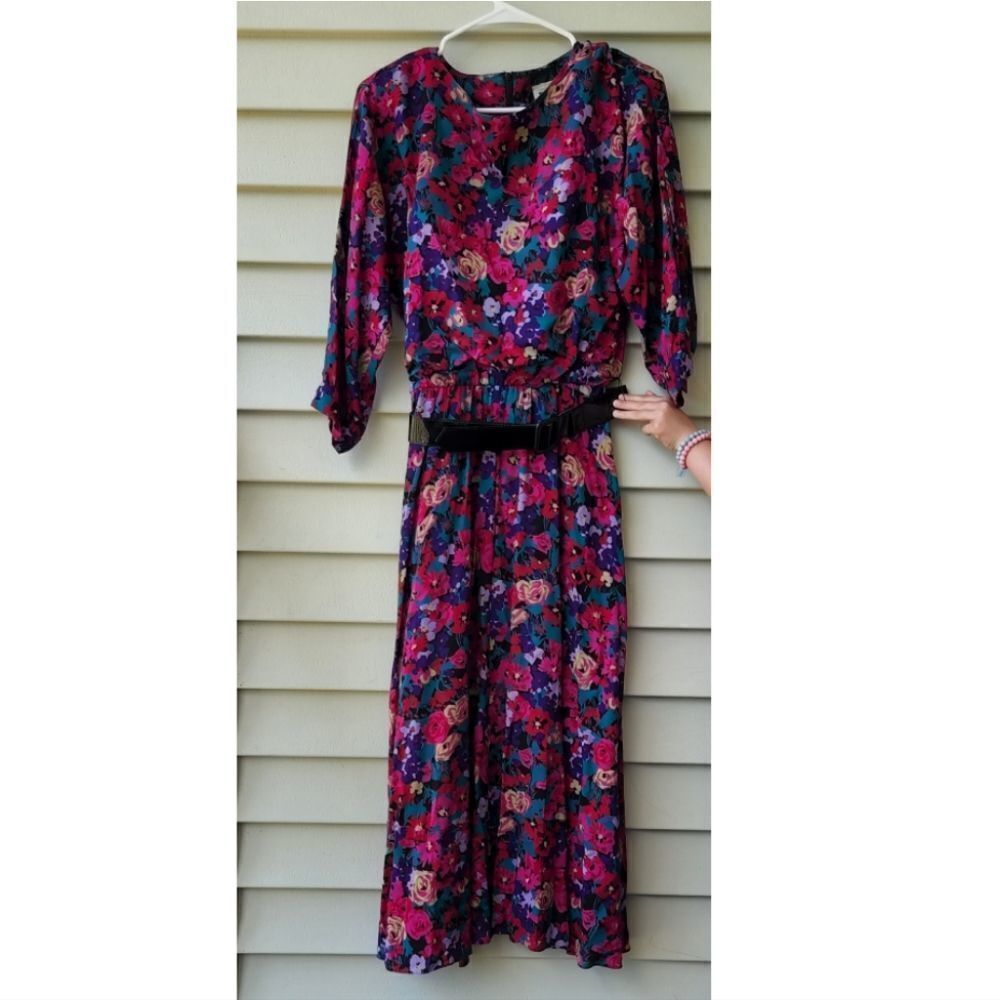 R.E.O originals vintage long sleeve floral midi dress size 6